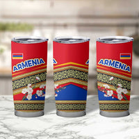 Armenia Traditional Pattern Tumbler Cup with Floral Motif and National Flag Design - Wonder Print Shop