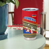 Armenia Traditional Pattern Tumbler Cup with Floral Motif and National Flag Design - Wonder Print Shop