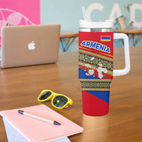 Armenia Traditional Pattern Tumbler With Handle with Floral Motif and National Flag Design - Wonder Print Shop
