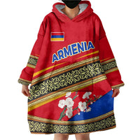 Armenia Traditional Pattern Wearable Blanket Hoodie with Floral Motif and National Flag Design - Wonder Print Shop