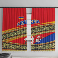 Armenia Traditional Pattern Window Curtain with Floral Motif and National Flag Design - Wonder Print Shop