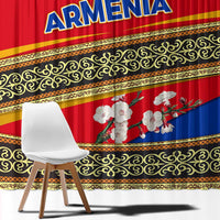 Armenia Traditional Pattern Window Curtain with Floral Motif and National Flag Design - Wonder Print Shop