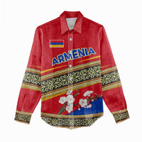Armenia Traditional Pattern Women Casual Shirt with Floral Motif and National Flag Design - Wonder Print Shop