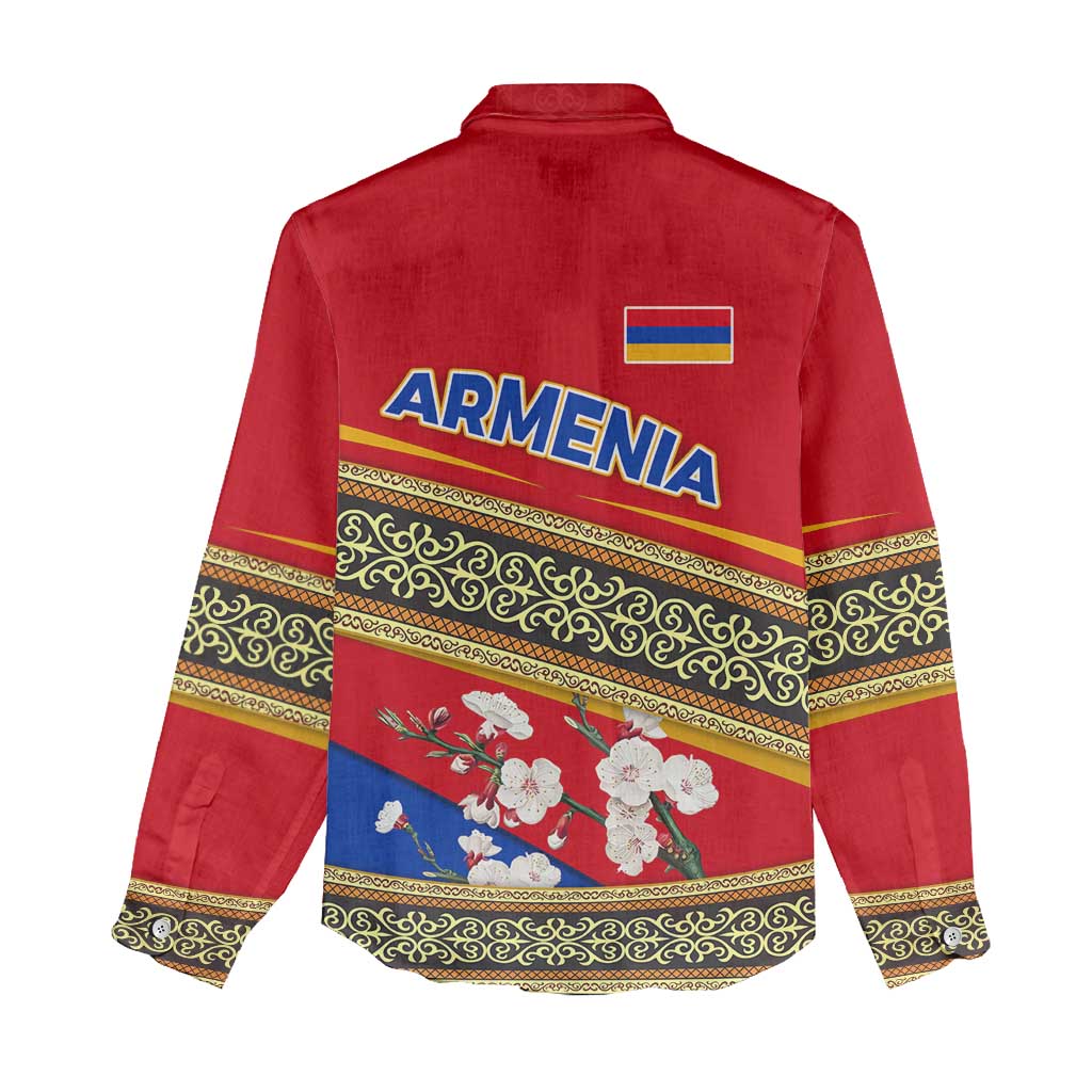 Armenia Traditional Pattern Women Casual Shirt with Floral Motif and National Flag Design - Wonder Print Shop
