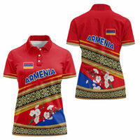 Armenia Traditional Pattern Women Polo Shirt with Floral Motif and National Flag Design - Wonder Print Shop