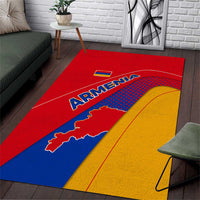 Armenia Flag Colors Area Rug with National Emblem and Map Design - Wonder Print Shop