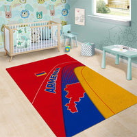 Armenia Flag Colors Area Rug with National Emblem and Map Design - Wonder Print Shop