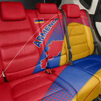 Armenia Flag Colors Back Car Seat Cover with National Emblem and Map Design - Wonder Print Shop