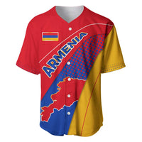Armenia Flag Colors Baseball Jersey with National Emblem and Map Design - Wonder Print Shop