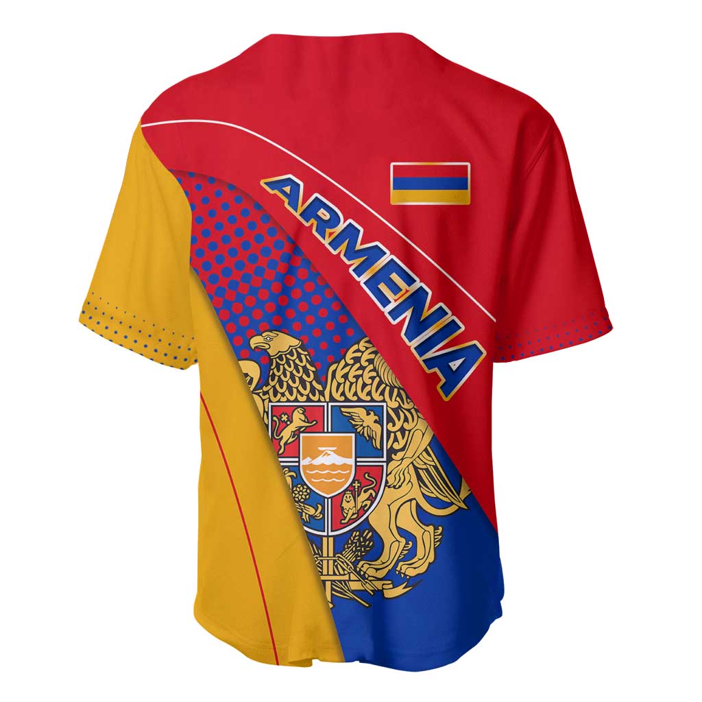 Armenia Flag Colors Baseball Jersey with National Emblem and Map Design - Wonder Print Shop