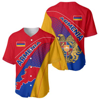 Armenia Flag Colors Baseball Jersey with National Emblem and Map Design - Wonder Print Shop