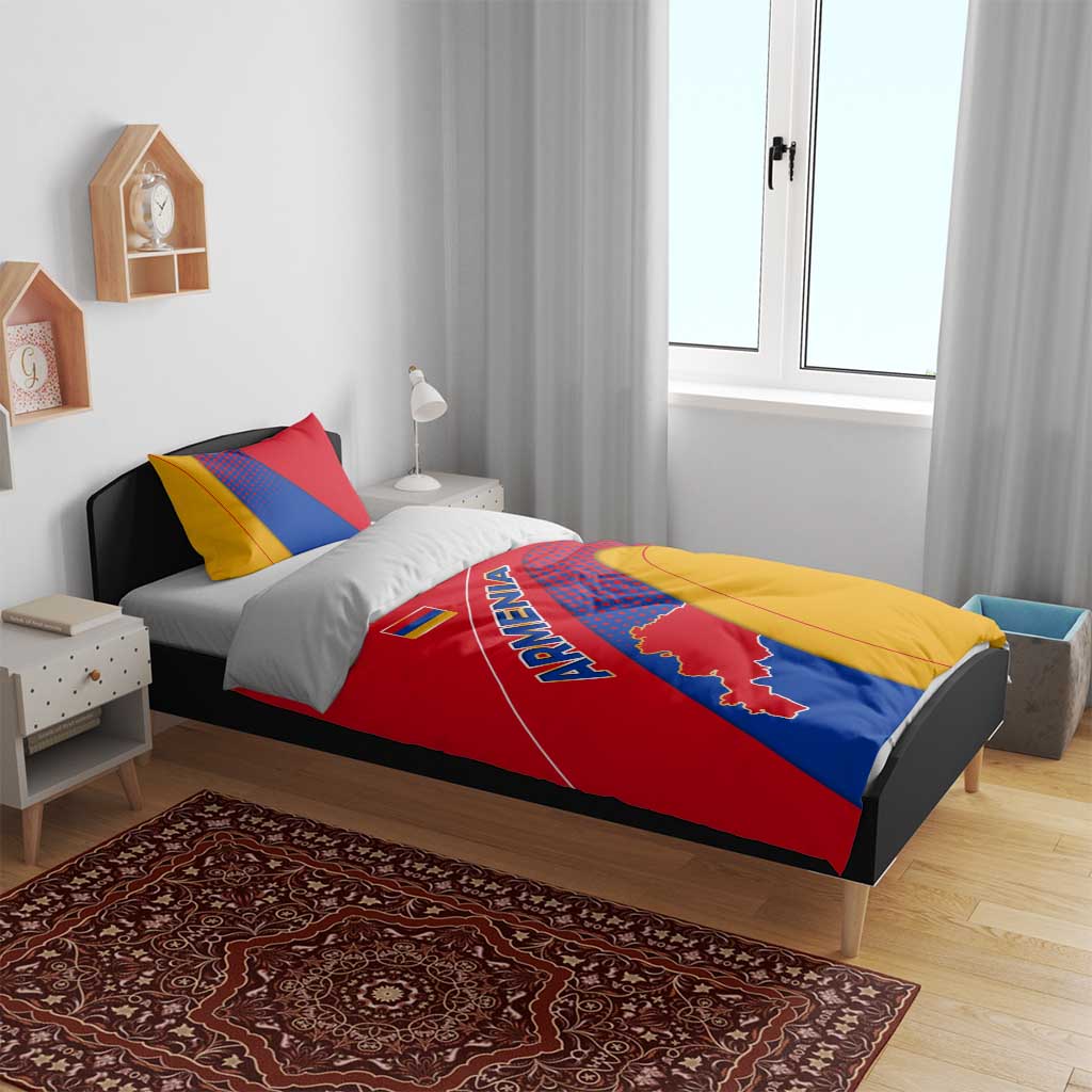 Armenia Flag Colors Bedding Set with National Emblem and Map Design - Wonder Print Shop
