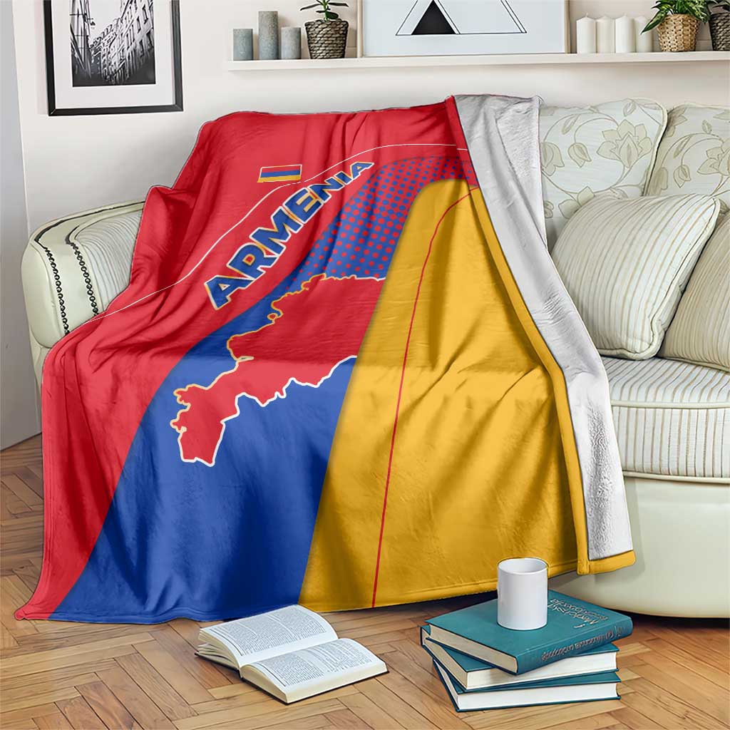 Armenia Flag Colors Blanket with National Emblem and Map Design - Wonder Print Shop