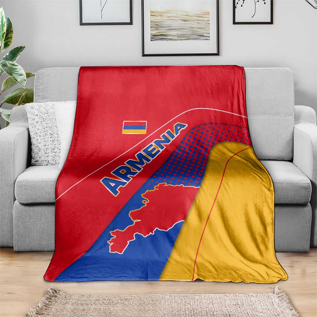 Armenia Flag Colors Blanket with National Emblem and Map Design - Wonder Print Shop