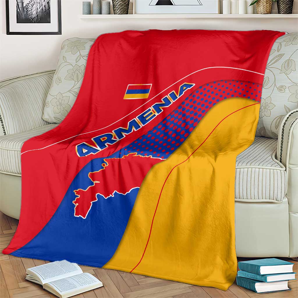 Armenia Flag Colors Blanket with National Emblem and Map Design - Wonder Print Shop