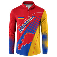 Armenia Flag Colors Button Sweatshirt with National Emblem and Map Design - Wonder Print Shop