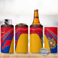 Armenia Flag Colors 4 in 1 Can Cooler Tumbler with National Emblem and Map Design - Wonder Print Shop