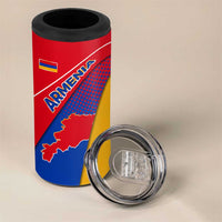 Armenia Flag Colors 4 in 1 Can Cooler Tumbler with National Emblem and Map Design - Wonder Print Shop