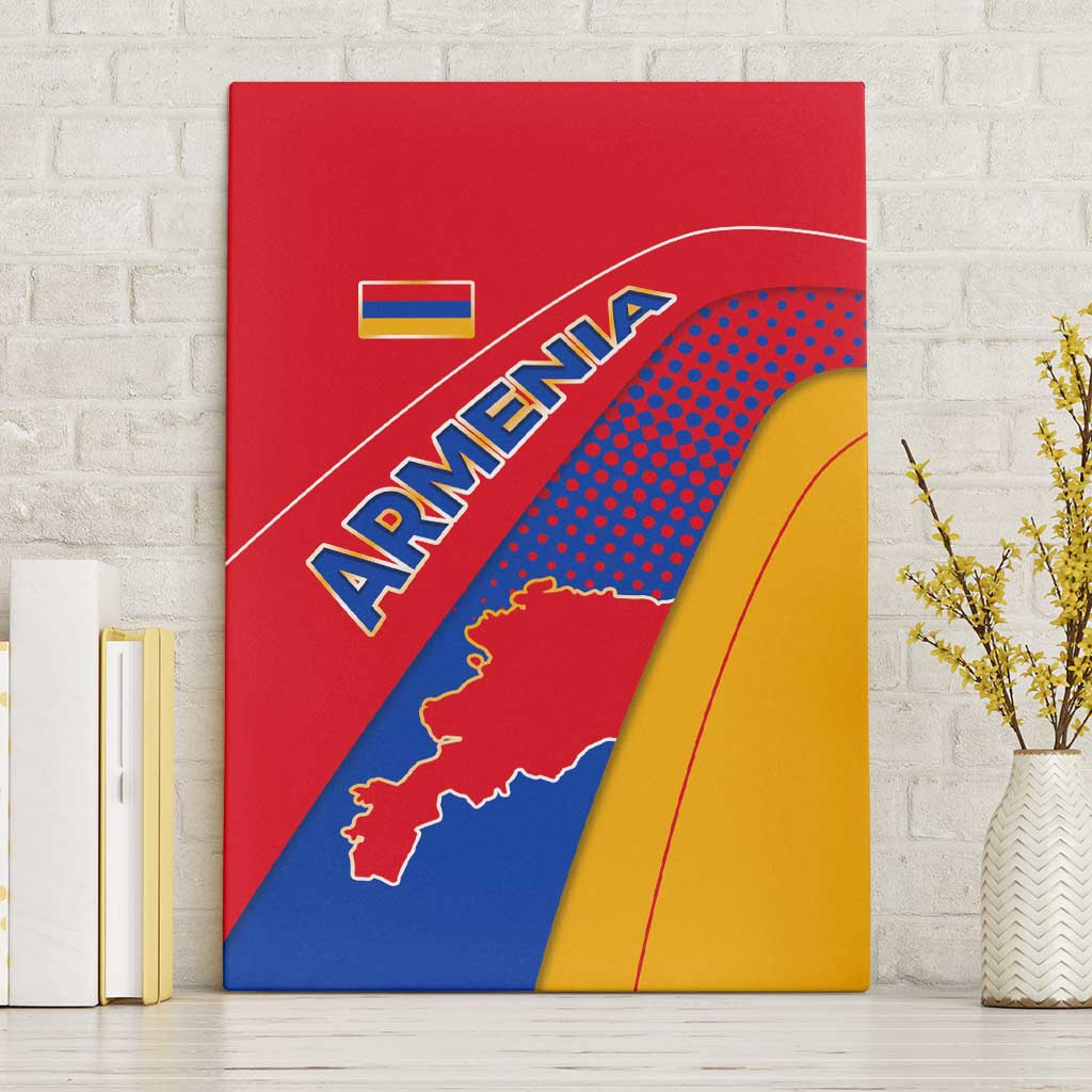 Armenia Flag Colors Canvas Wall Art with National Emblem and Map Design - Wonder Print Shop