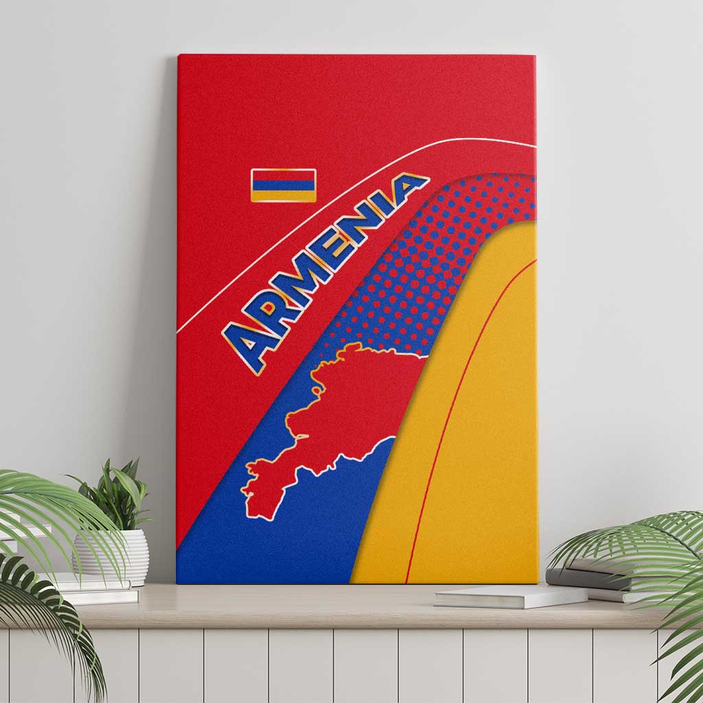 Armenia Flag Colors Canvas Wall Art with National Emblem and Map Design - Wonder Print Shop
