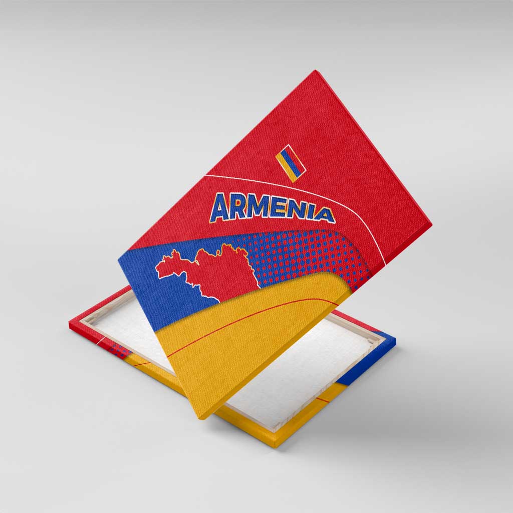 Armenia Flag Colors Canvas Wall Art with National Emblem and Map Design - Wonder Print Shop