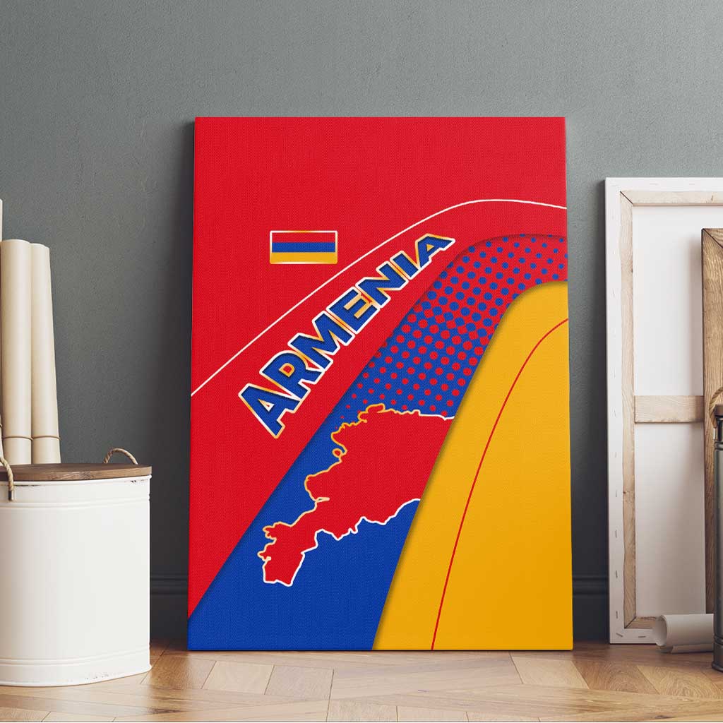 Armenia Flag Colors Canvas Wall Art with National Emblem and Map Design - Wonder Print Shop