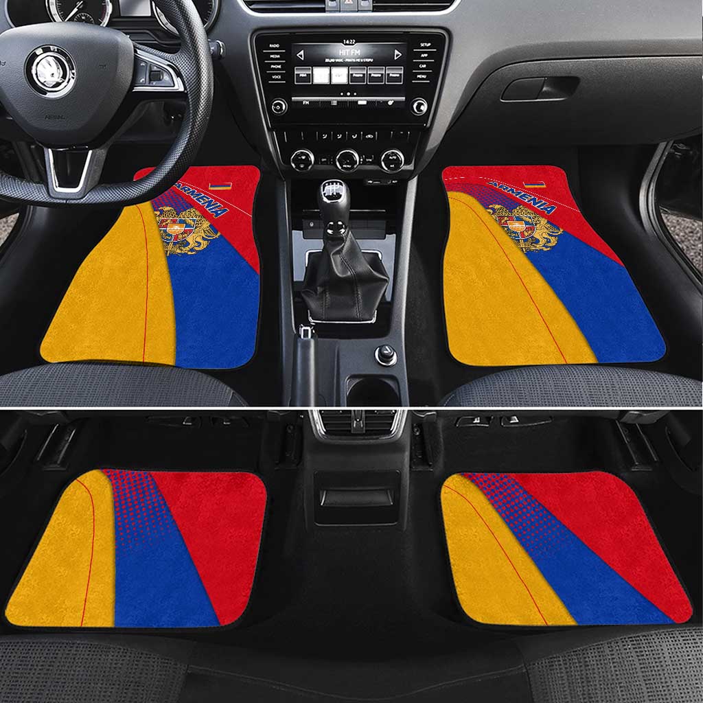 Armenia Flag Colors Car Mats with National Emblem and Map Design - Wonder Print Shop