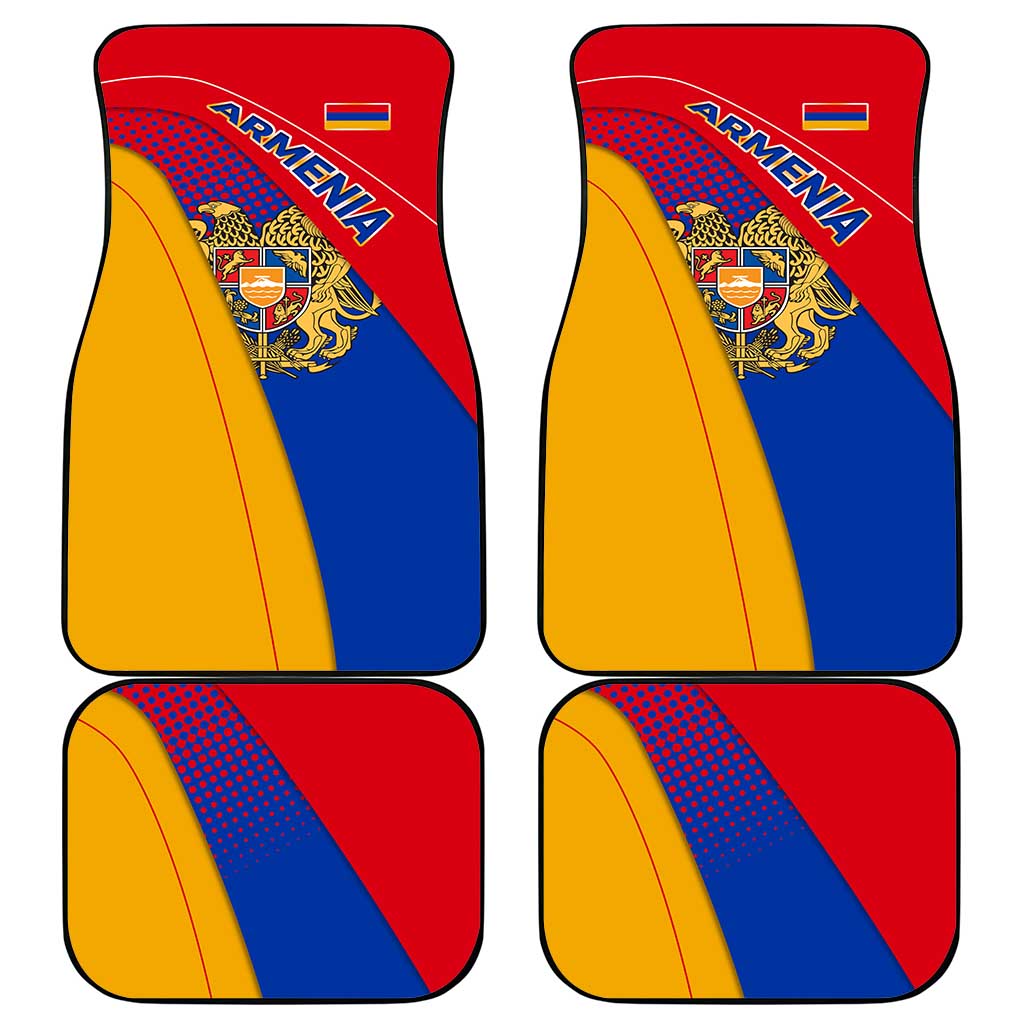 Armenia Flag Colors Car Mats with National Emblem and Map Design - Wonder Print Shop