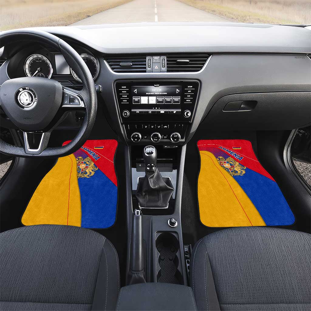 Armenia Flag Colors Car Mats with National Emblem and Map Design - Wonder Print Shop