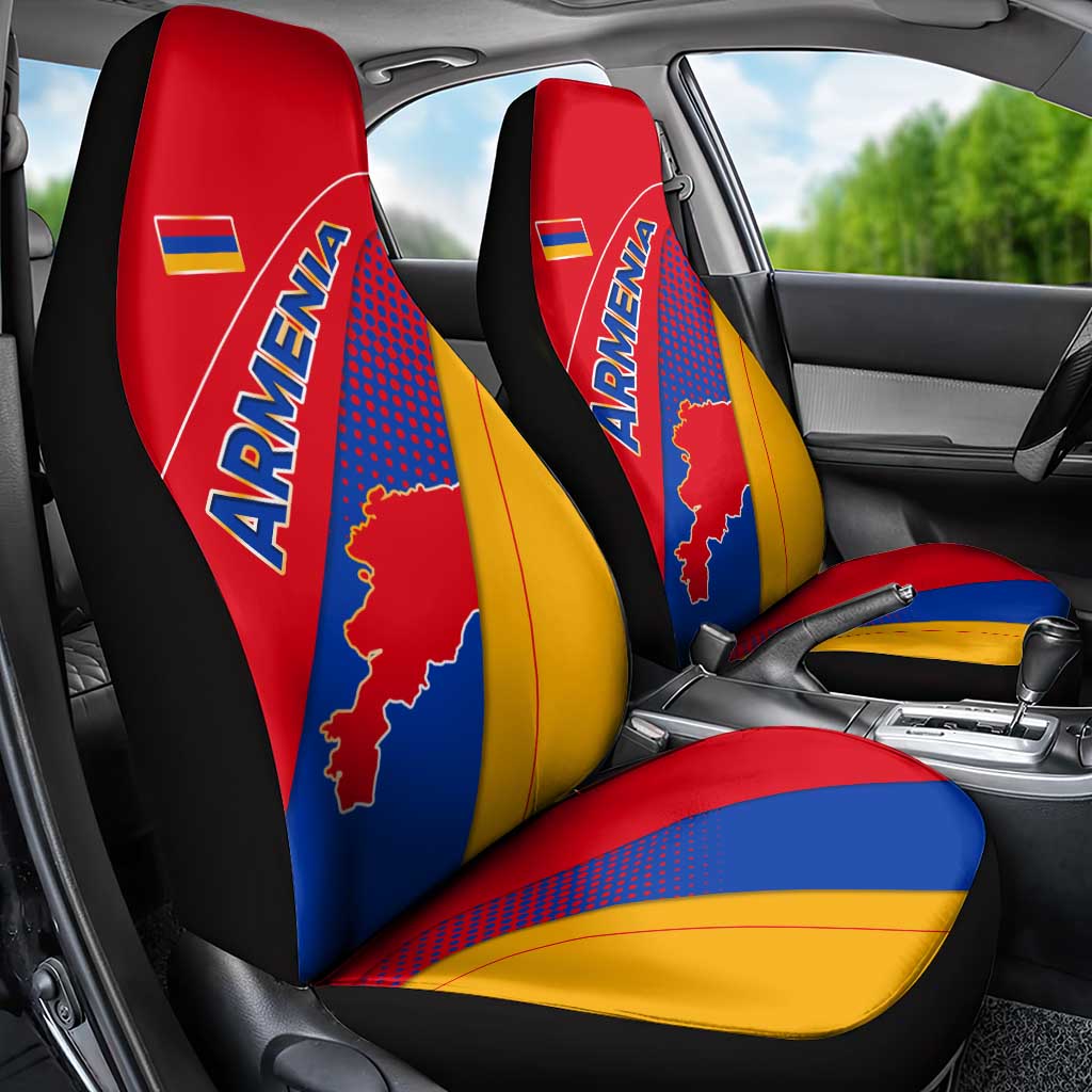 Armenia Flag Colors Car Seat Cover with National Emblem and Map Design - Wonder Print Shop