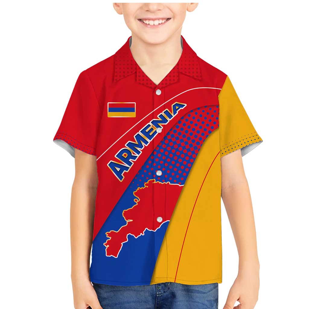 Armenia Flag Colors Family Matching Mermaid Dress and Hawaiian Shirt with National Emblem and Map Design - Wonder Print Shop
