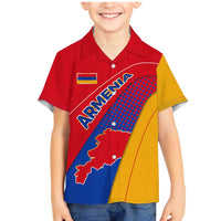Armenia Flag Colors Family Matching Mermaid Dress and Hawaiian Shirt with National Emblem and Map Design - Wonder Print Shop