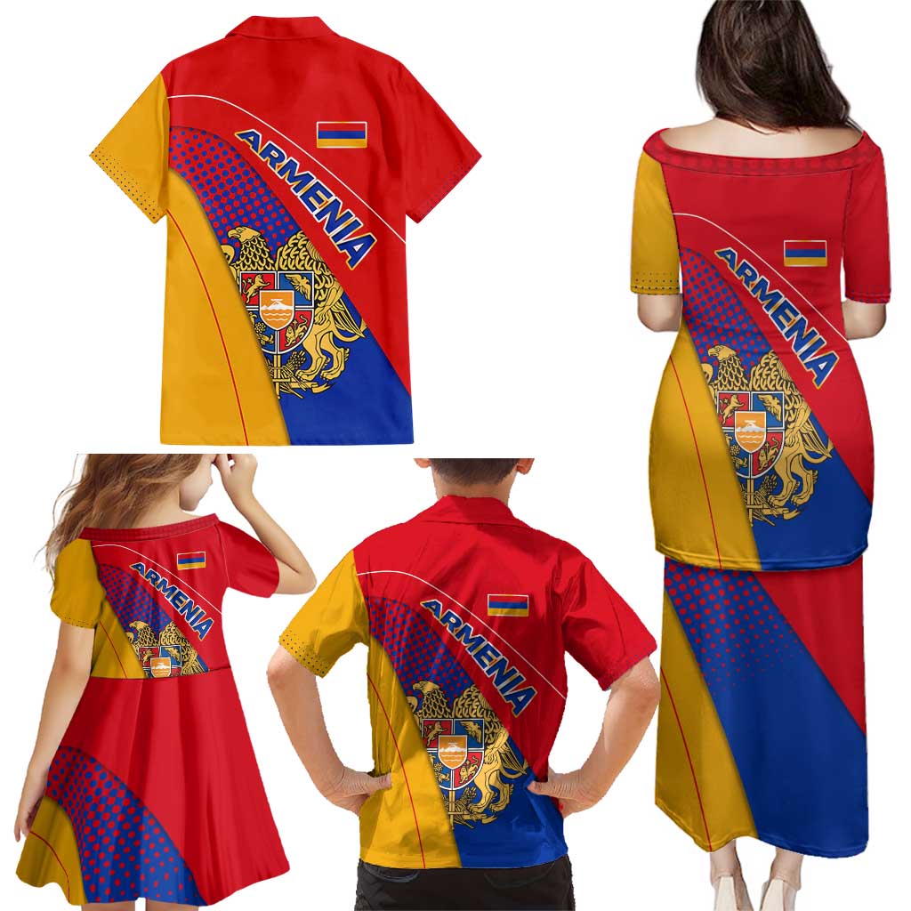 Armenia Flag Colors Family Matching Puletasi and Hawaiian Shirt with National Emblem and Map Design - Wonder Print Shop