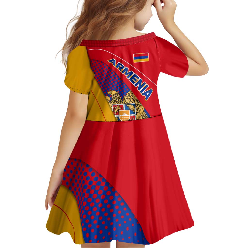Armenia Flag Colors Family Matching Short Sleeve Bodycon Dress and Hawaiian Shirt with National Emblem and Map Design - Wonder Print Shop