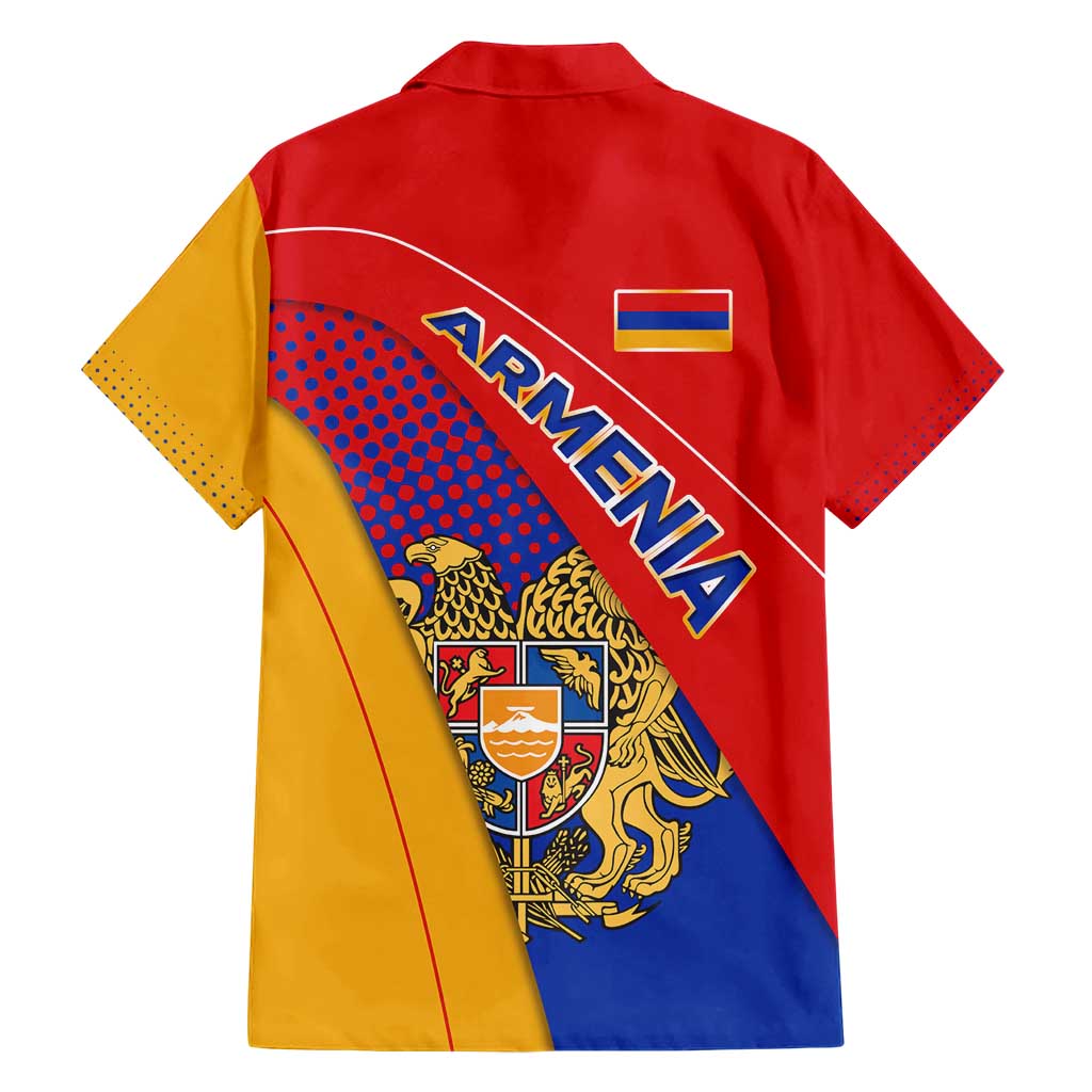 Armenia Flag Colors Family Matching Short Sleeve Bodycon Dress and Hawaiian Shirt with National Emblem and Map Design - Wonder Print Shop