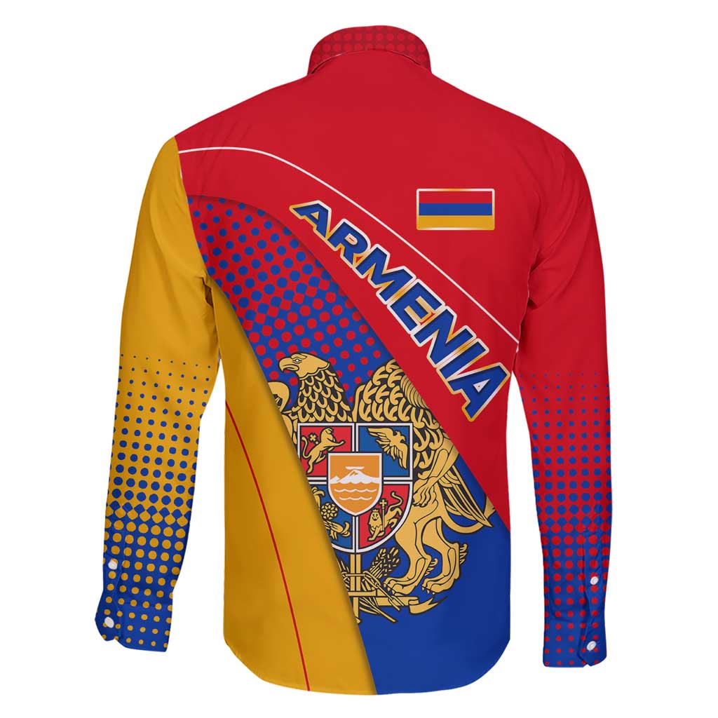 Armenia Flag Colors Family Matching Short Sleeve Bodycon Dress and Hawaiian Shirt with National Emblem and Map Design - Wonder Print Shop