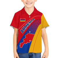 Armenia Flag Colors Family Matching Tank Maxi Dress and Hawaiian Shirt with National Emblem and Map Design - Wonder Print Shop