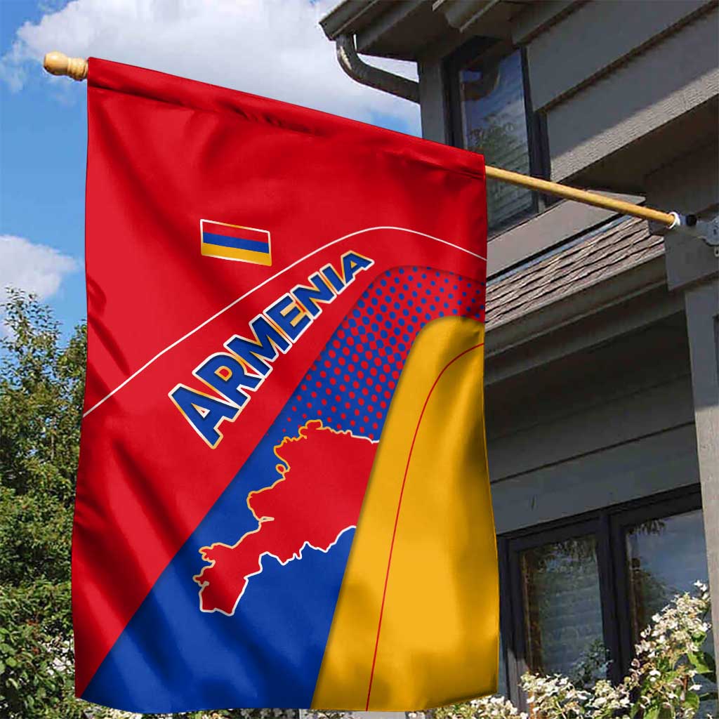Armenia Flag Colors Garden Flag with National Emblem and Map Design - Wonder Print Shop