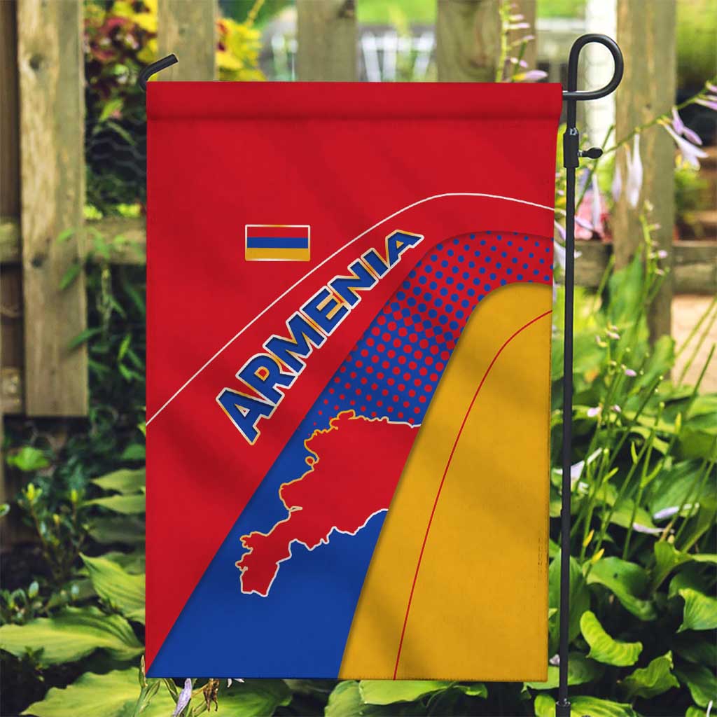 Armenia Flag Colors Garden Flag with National Emblem and Map Design - Wonder Print Shop