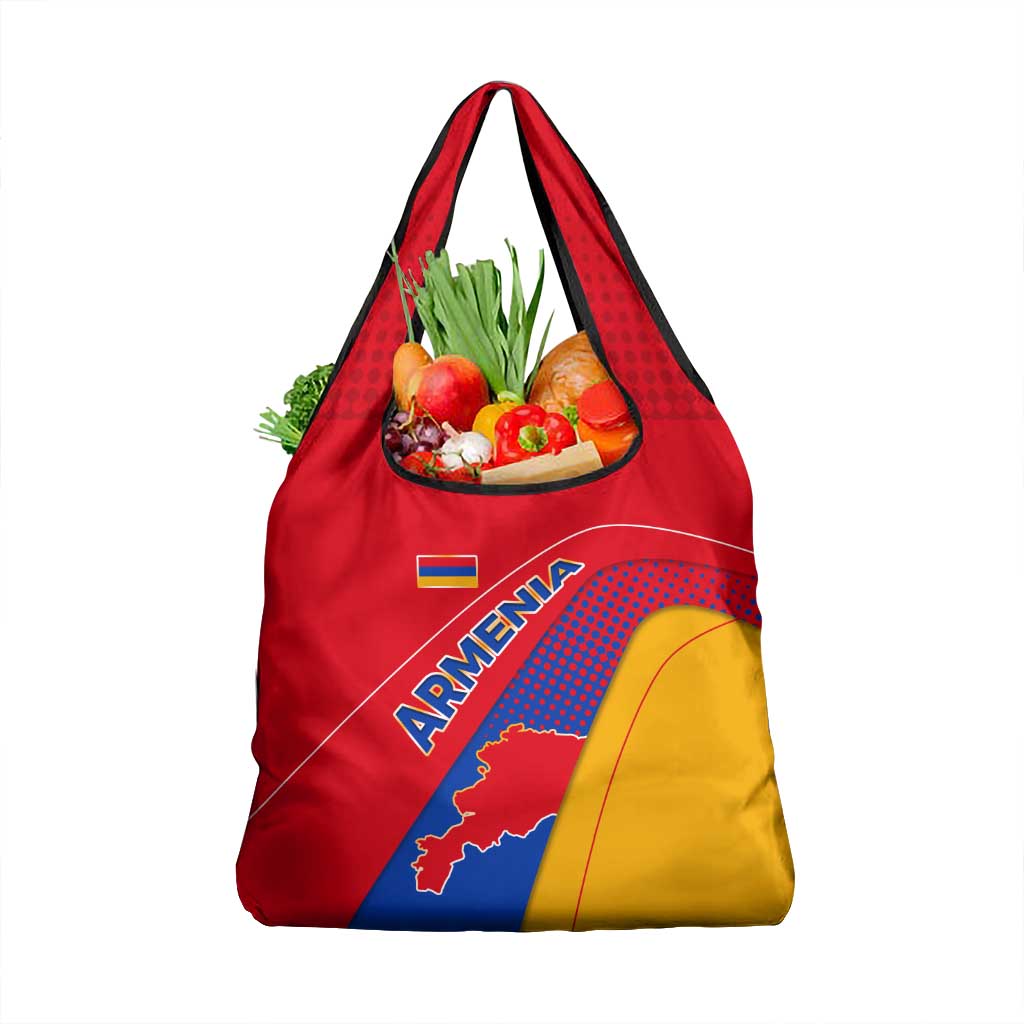 Armenia Flag Colors Grocery Bag with National Emblem and Map Design - Wonder Print Shop