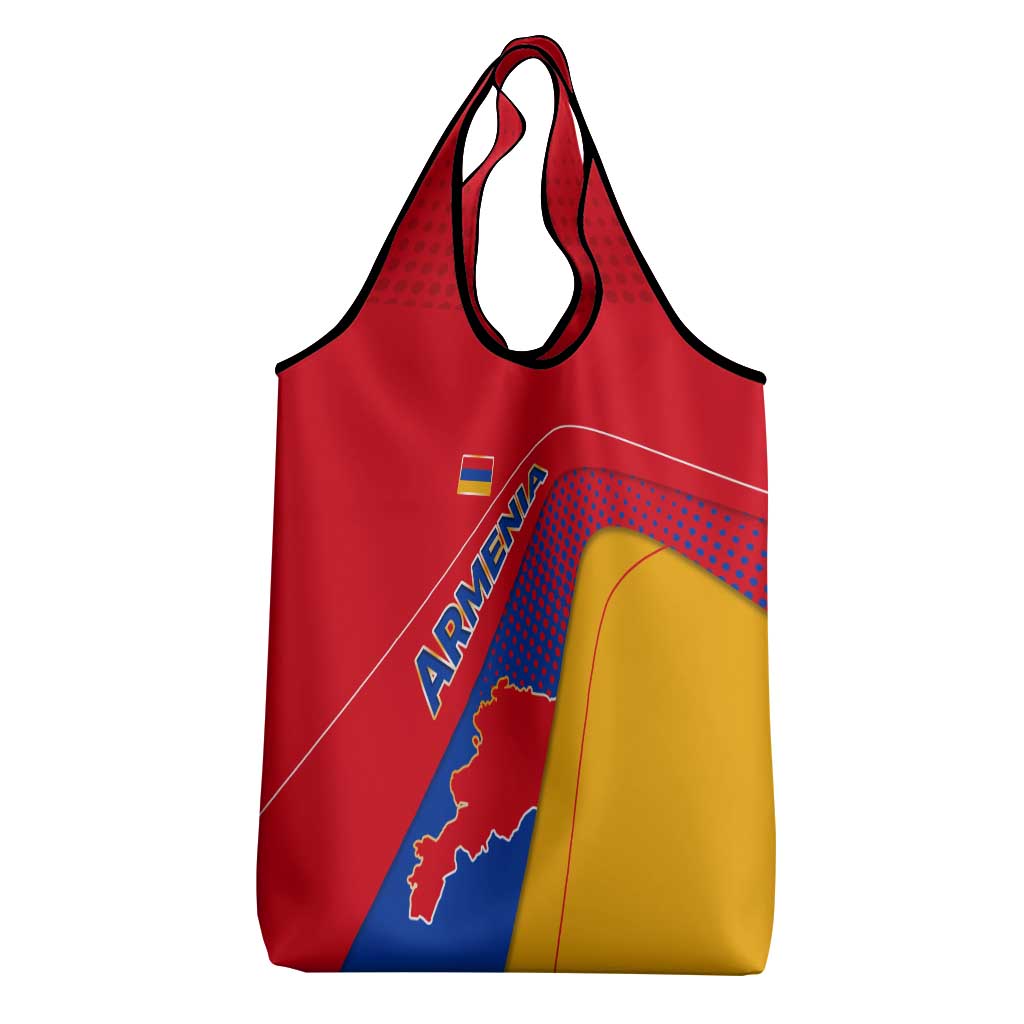 Armenia Flag Colors Grocery Bag with National Emblem and Map Design - Wonder Print Shop