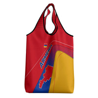 Armenia Flag Colors Grocery Bag with National Emblem and Map Design - Wonder Print Shop