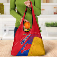 Armenia Flag Colors Grocery Bag with National Emblem and Map Design - Wonder Print Shop