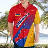 Armenia Flag Colors Hawaiian Shirt with National Emblem and Map Design - Wonder Print Shop