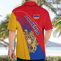 Armenia Flag Colors Hawaiian Shirt with National Emblem and Map Design - Wonder Print Shop