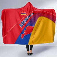 Armenia Flag Colors Hooded Blanket with National Emblem and Map Design - Wonder Print Shop