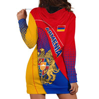 Armenia Flag Colors Hoodie Dress with National Emblem and Map Design - Wonder Print Shop