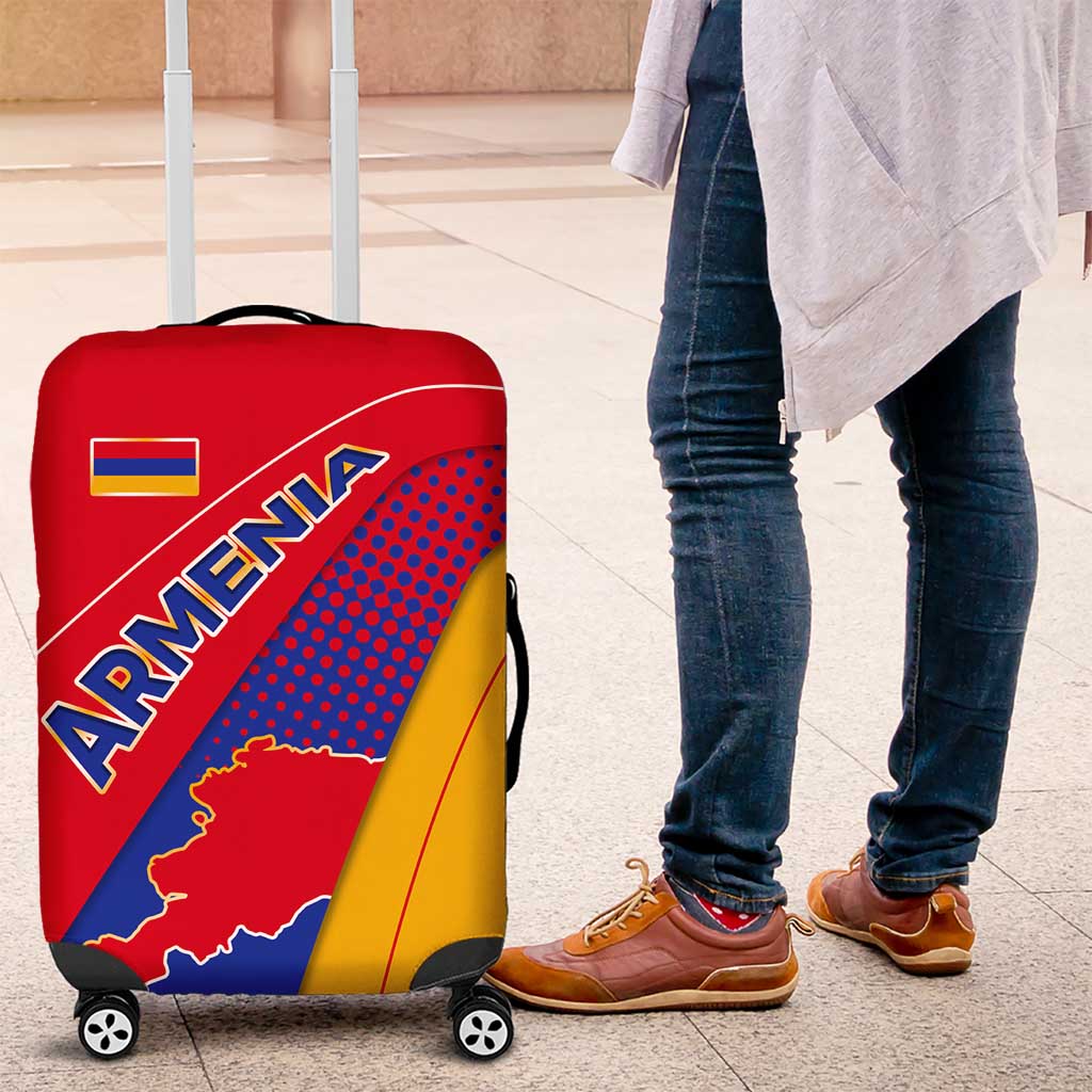 Armenia Flag Colors Luggage Cover with National Emblem and Map Design - Wonder Print Shop