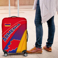 Armenia Flag Colors Luggage Cover with National Emblem and Map Design - Wonder Print Shop
