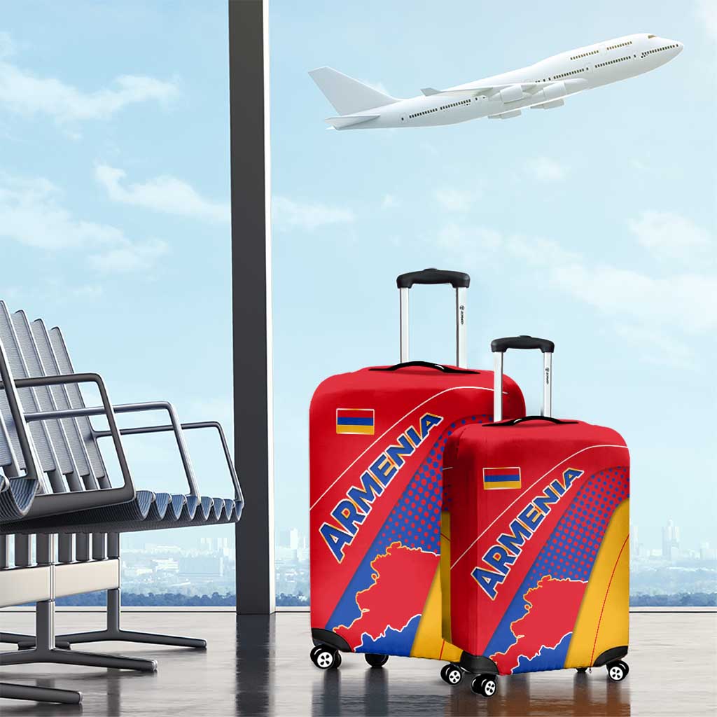 Armenia Flag Colors Luggage Cover with National Emblem and Map Design - Wonder Print Shop